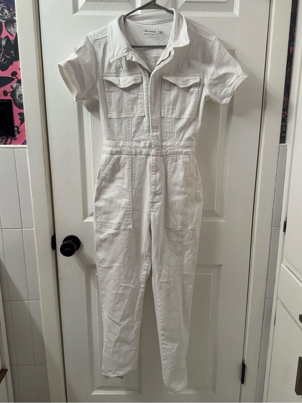 Good American Short Sleeve Utility Jumpsuit - Classic One-Piece size small